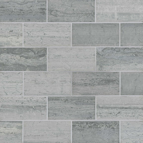 Bedrosians Ferrara Rectangle Honed Marble Tile 3 x 6, Argento (4.96 sq. ft./Case)