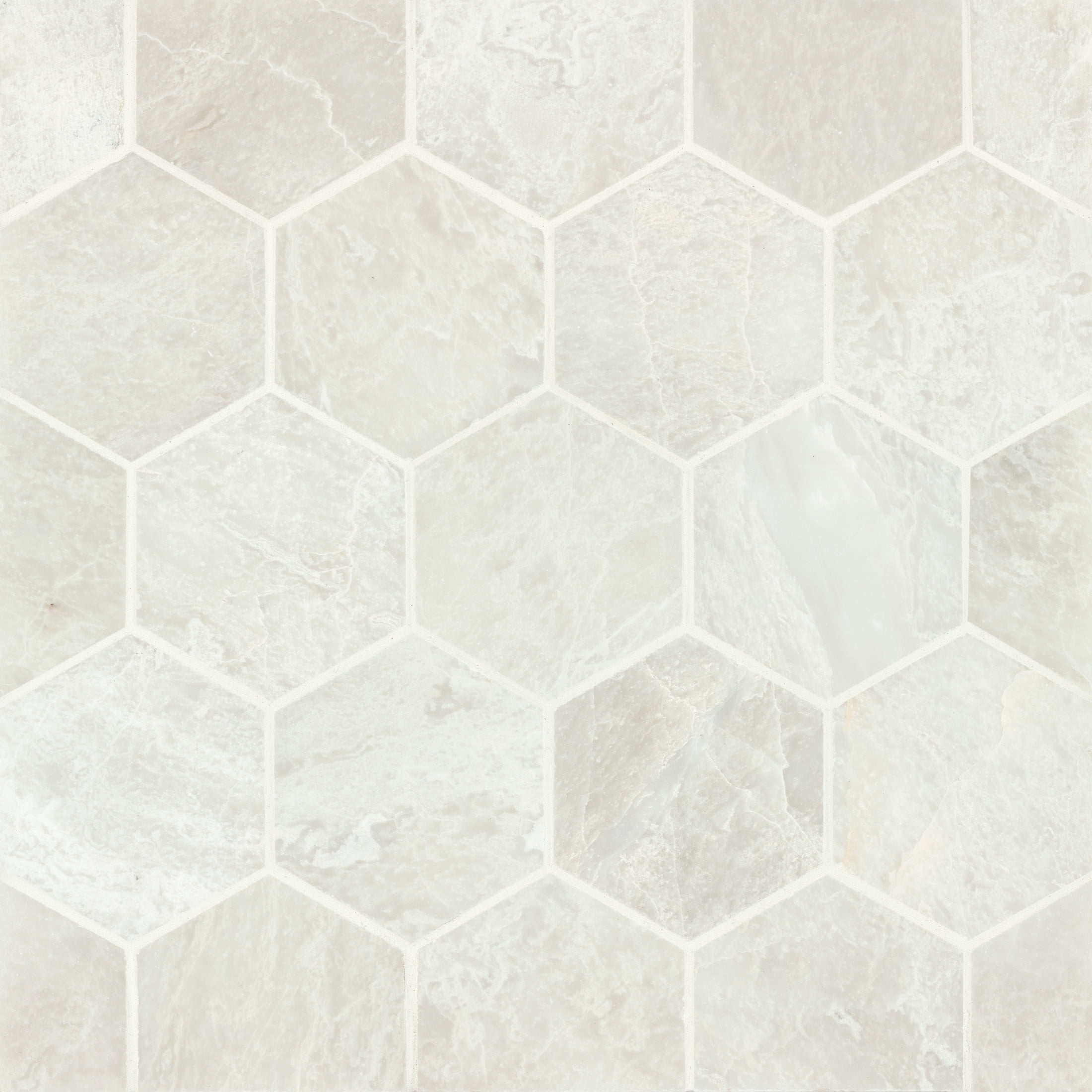 Bedrosians iceberg white hexagon brushed marble mosaic 11 x 12 iceberg