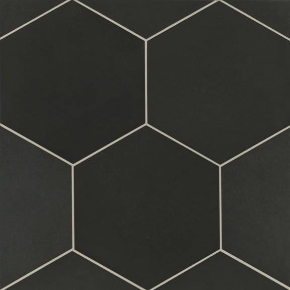 Bedrosians Makoto Hexagon Matte Porcelain Tile 10 x 10, Kuroi Black (10.76 sq. ft./Case)