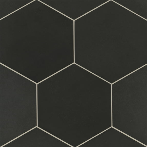 Bedrosians Makoto Hexagon Matte Porcelain Tile 10 x 10, Kuroi Black (10.76 sq. ft./Case)