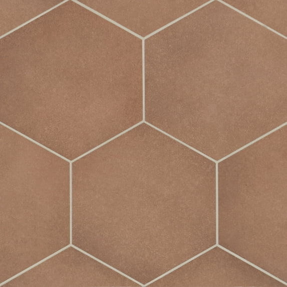 Bedrosians Makoto Hexagon Matte Porcelain Tile 10 x 10, Umi Terracotta (10.76 sq. ft./Case)
