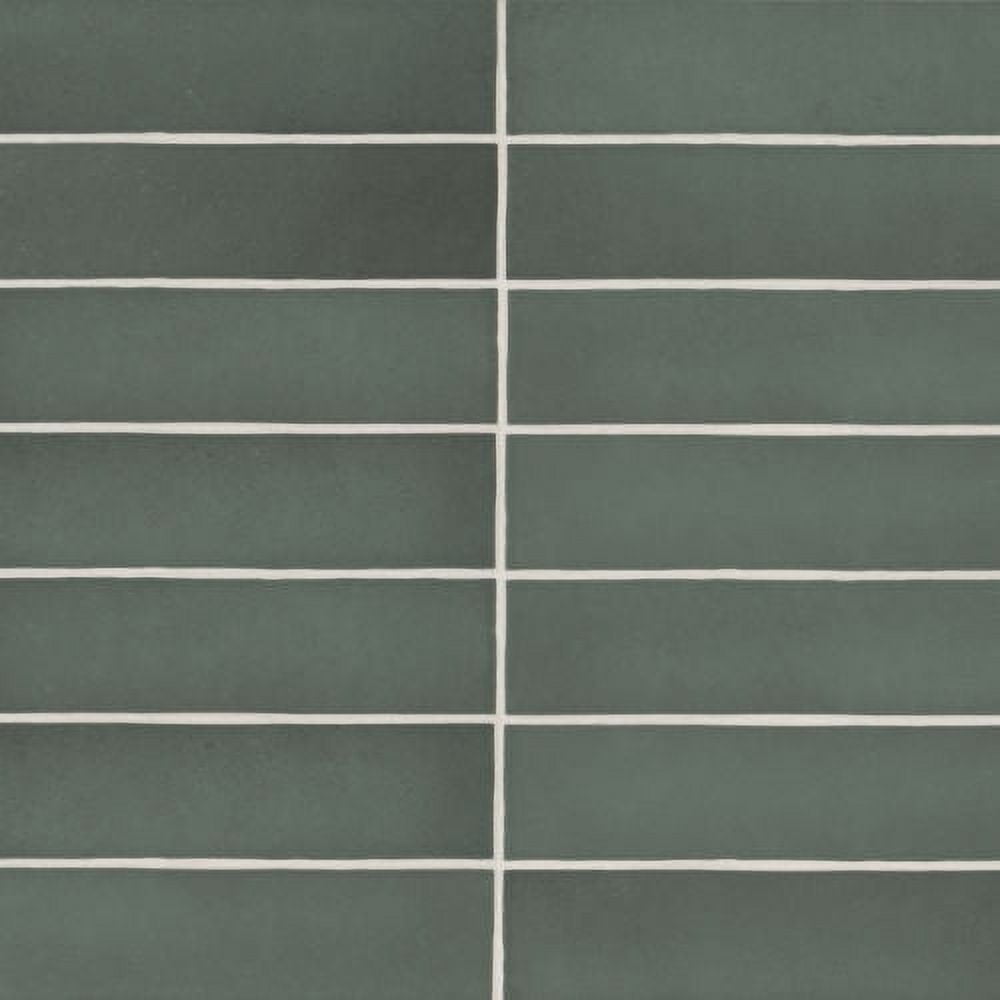Makoto 2.5" x 10" Matte Green Ceramic Wall Tile