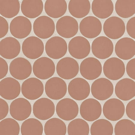 Bedrosians Makoto Matte Porcelain Mosaic 2" Round, 10" x 10" Sheet, Umi Terracotta (5-Pack, 3.42 SF)