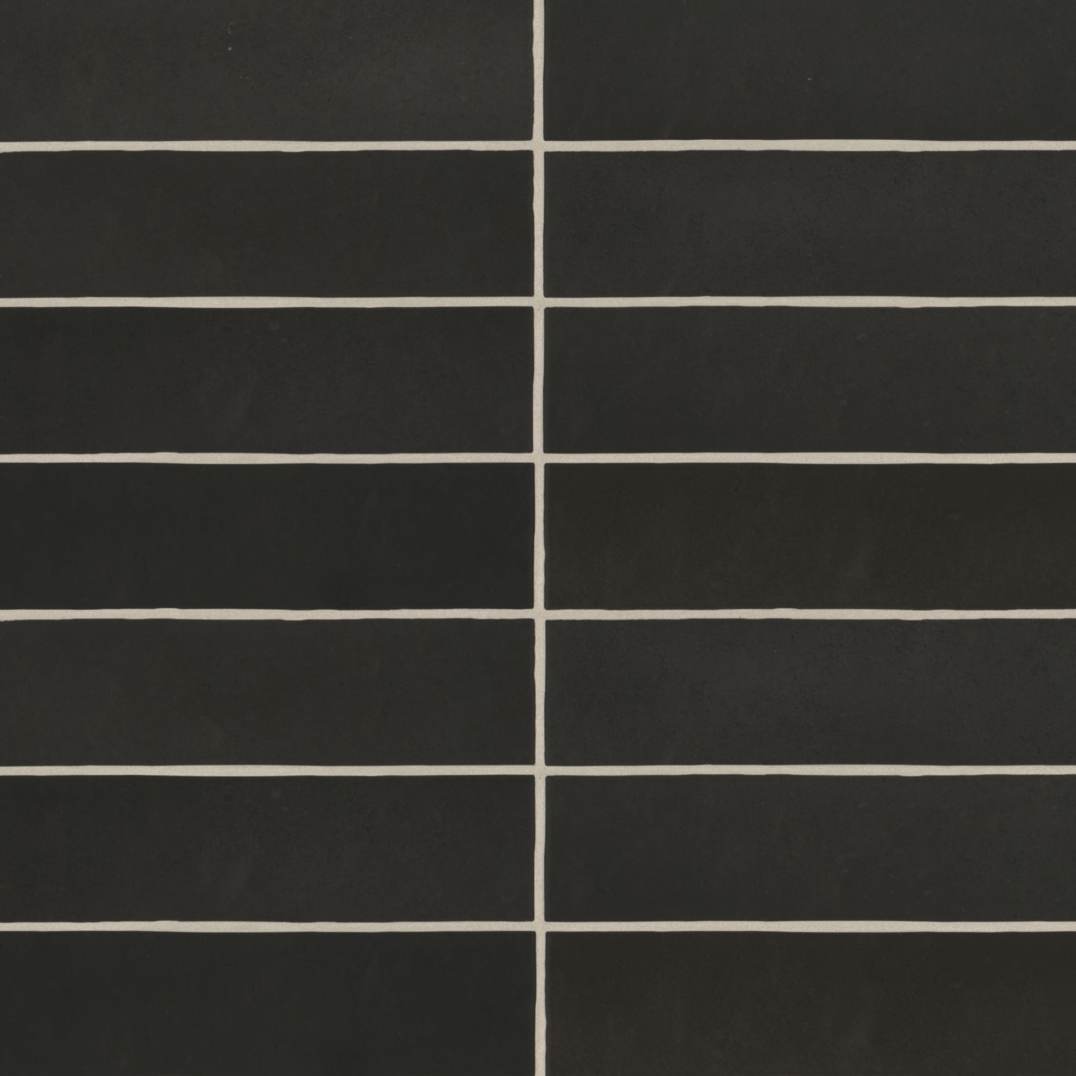 Makoto Matte Black Ceramic Rectangular Wall Tile, 2 x 10 inches