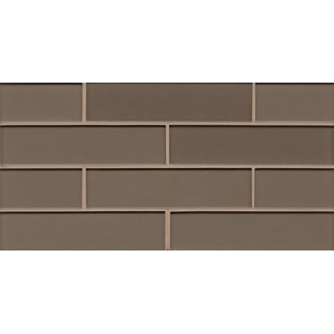 Bedrosians Manhattan Gloss Glass Mosaic 2" x 8" Rectangles, 8" x 16" Sheet, Ash (10-Pack, 9.14 SF)