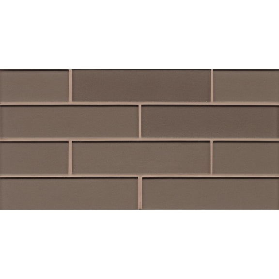 Bedrosians Manhattan Gloss Glass Mosaic 2" x 8" Rectangles, 8" x 16" Sheet, Ash (10-Pack, 9.14 SF)
