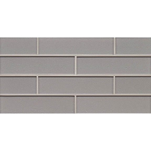 Bedrosians Manhattan Gloss Glass Mosaic 2" x 8" Rectangles, 8" x 16" Sheet, Platinum (10-Pack, 9.14 SF)