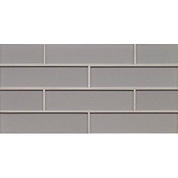 Bedrosians Manhattan Gloss Glass Mosaic 2" x 8" Rectangles, 8" x 16" Sheet, Platinum (10-Pack, 9.14 SF)