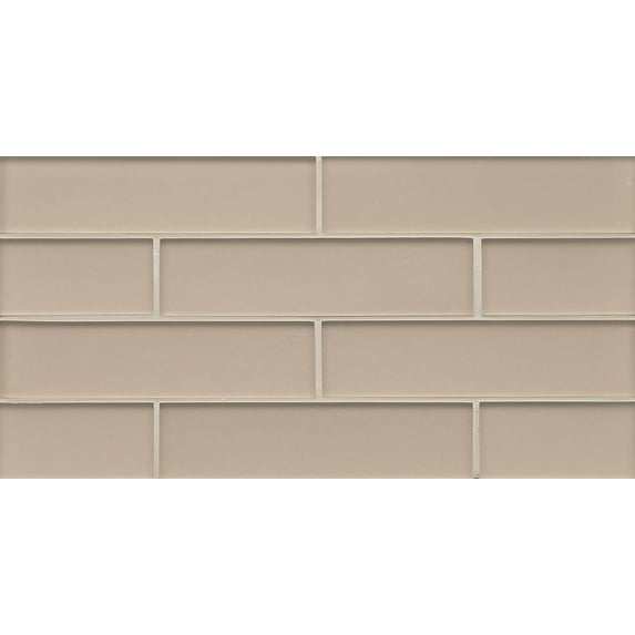 Bedrosians Manhattan Matte Glass Mosaic 2" x 8" Rectangles, 8" x 16" Sheet, Silk (10-Pack, 9.14 SF)
