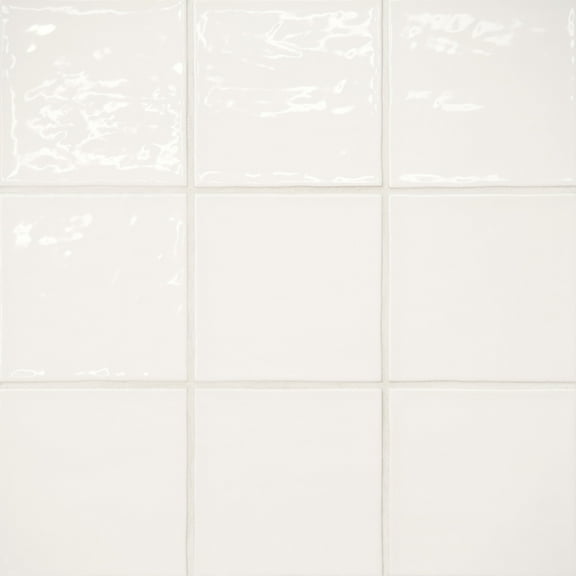 Bedrosians Marin Square Gloss Ceramic Tile 4 x 4, Pearl White (White) (5.49 sq. ft./Case)