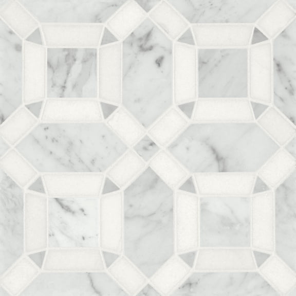 Bedrosians Matisse Square Honed Marble Mosaic 11 x 11, White Carrara / Thassos (4.39 sq. ft./Case)