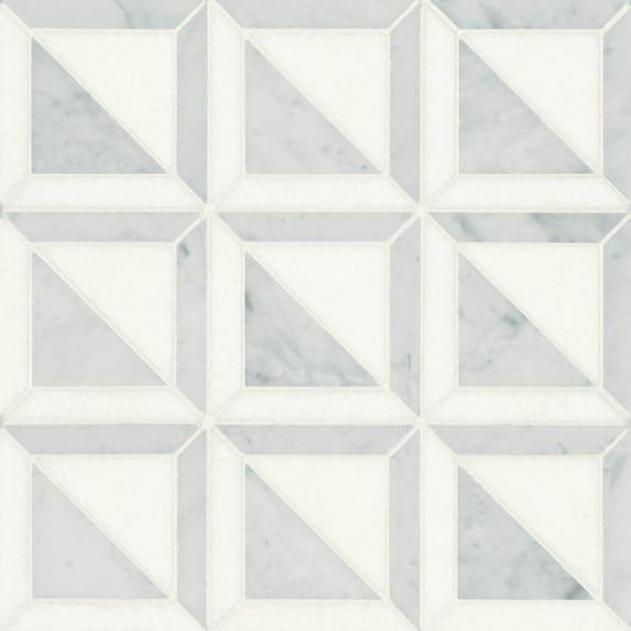 Bedrosians Matisse Square Honed Marble Mosaic 12 x 12, White Carrara / Thassos (5.1 sq. ft./Case)