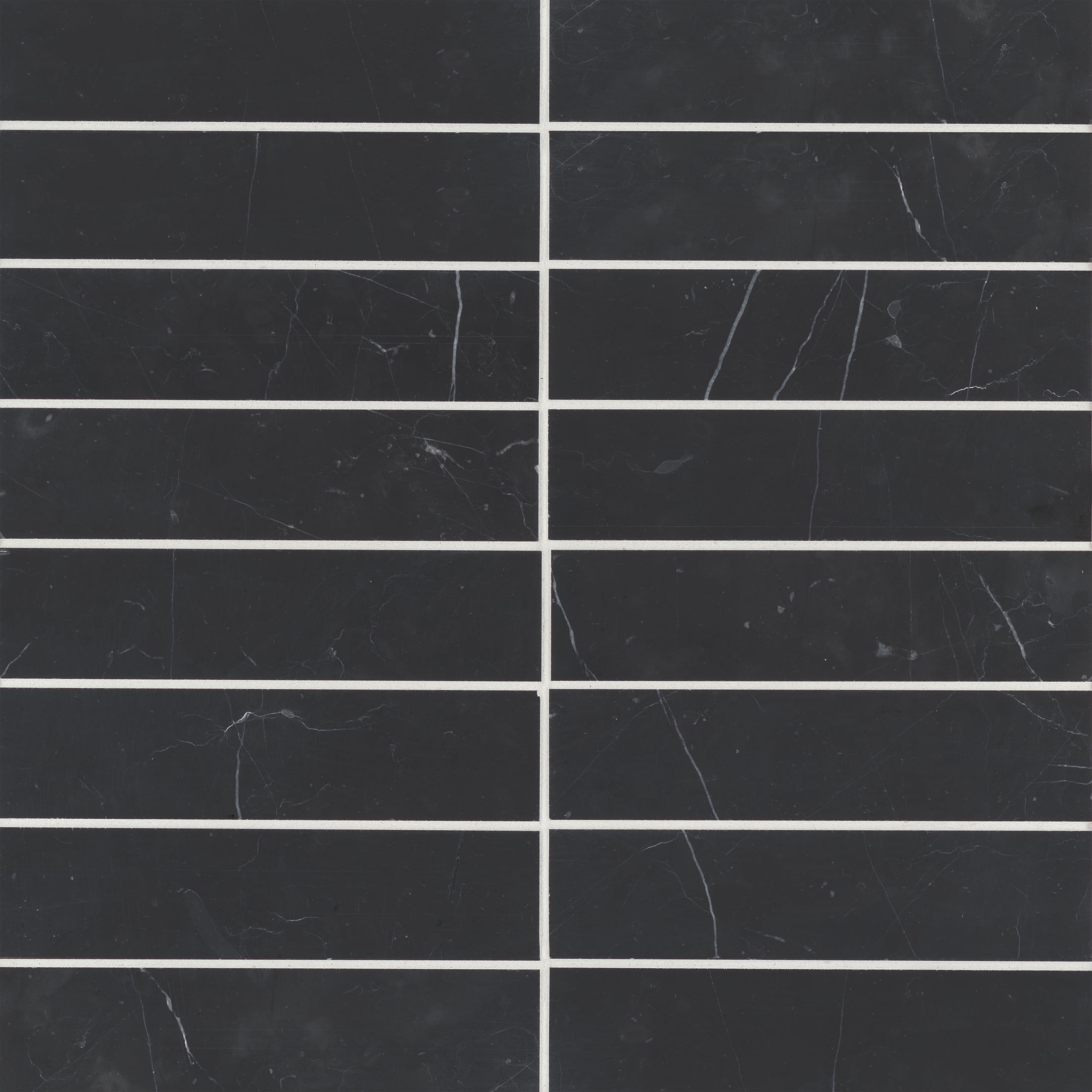 Nero Marquina Black Marble 2'' x 8'' Honed Tile