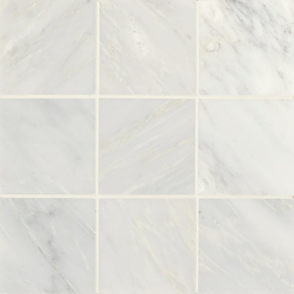 Bedrosians Monet Square Honed Marble Tile 4 x 4, Oriental White (5.11 sq. ft./Case)