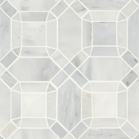 Bedrosians Monet Square - Mosaic 1 Honed Marble Mosaic 11 x 11, Oriental White (4.39 sq. ft./Case)