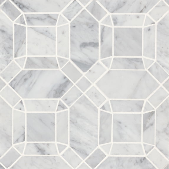 Bedrosians Monet Square - Mosaic 1 Honed Marble Mosaic 11 x 11, White Carrara (4.39 sq. ft./Case)