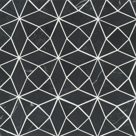 Bedrosians Monet Triangle - Mosaic 5 Honed Marble Mosaic 10 x 10, Nero Marquina (3.56 sq. ft./Case)