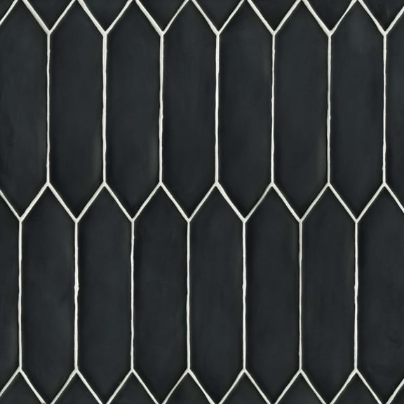 Bedrosians Reine Picket Matte Ceramic Tile 3 x 12, Black (6.9 sq. ft./Case)