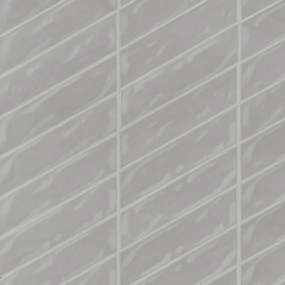 Sorrento Glossy Gray Chevron Ceramic Wall Tile 2.5" x 10"