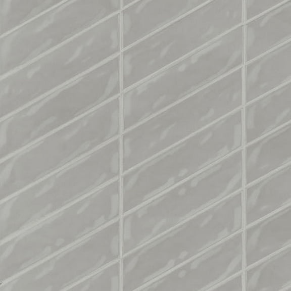 Bedrosians Sorrento Gloss Ceramic Tile 2.5" x 10", Left-Side, Grigio (18-Pack, 3.26 SF)