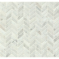 Bedrosians White Carrara Chevron Honed Marble Mosaic 13 x 12, White Carrara (10.0 sq. ft./Case)