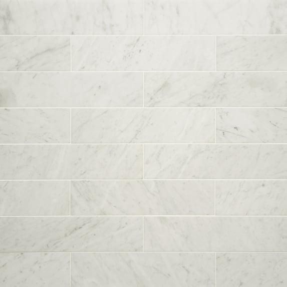 Bedrosians White Carrara Rectangle Honed Marble Tile 3 x 12, White Carrara (5.0 sq. ft./Case)