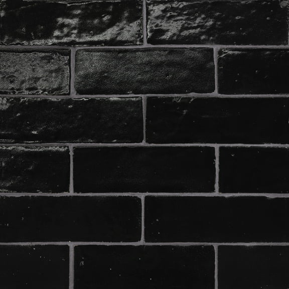 Bedrosians Zagora Rectangle Gloss Ceramic Tile 2 x 6, Nero (8.03 sq. ft./Case)