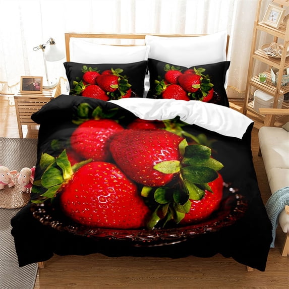 Beds King Twin Full Pillowcase with 3PCS Set Bedding Single 3D Size Cover Quilt Fruit Bed Double Set Cover Duvet Thin