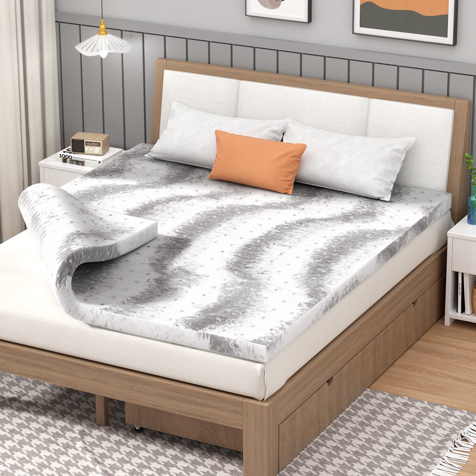 Arkzro Memory Foam Mattress Topper,Twin XL Size,Foldable Cooling