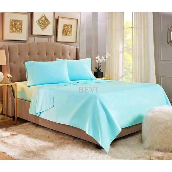 Bedsheet For Double Bed With 2 Matching Pillow Covers - Size 90 X 95 Inches, Aqua | 300 Thread Count - Soft, Durable & Breathable Fabric Perfect For Daily Use Or Gifting Bedsheet