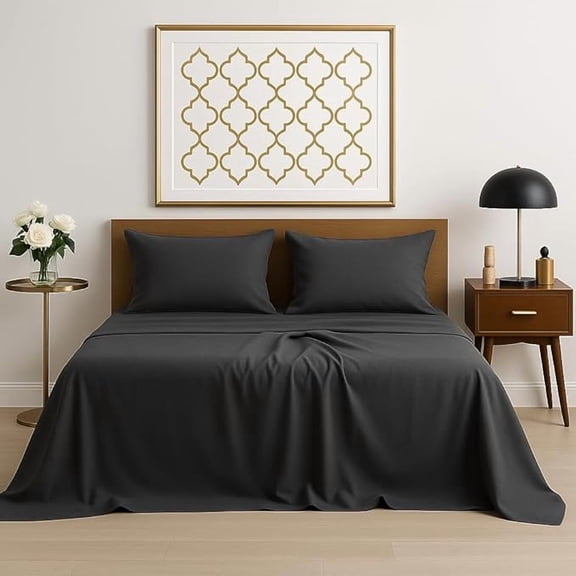 Bedsheets For Double Microfiber Plain Dark Grey Solid Bed Sheet Include Pillow Cover, Ultra Soft - Size 90x100 Inch | Ideal For Houses & Daily Home Use