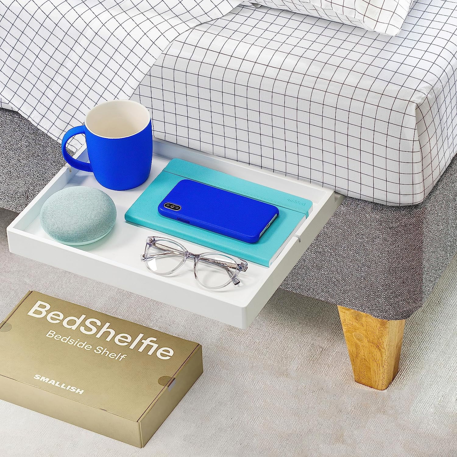 Bedshelfie Bedside Shelf for Bunk Bed & Top Bunk, College Dorm Room Essentials, Loft Bed