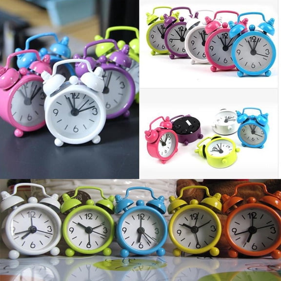 Bedside Alarm Clock, Small Battery Operated Clock, 1.6 in Round, Twin Bells, Compact Sizing, Clock for Bedroom, 1 Pc