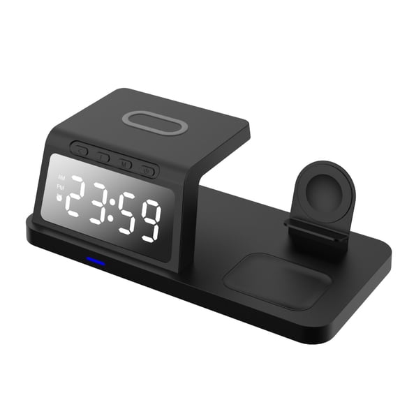 Bedside Alarm Clock Wireless Charging Station 15W Quick charger Digital Desk Clock Easy to Use for Phone Watch Earbud