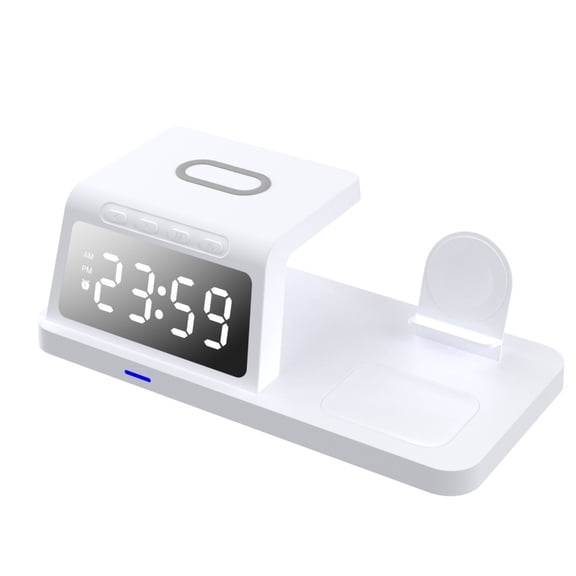 Bedside Alarm Clock Wireless Charging Station 15W Quick charger Digital Desk Clock Easy to Use for Phone Watch Earbud
