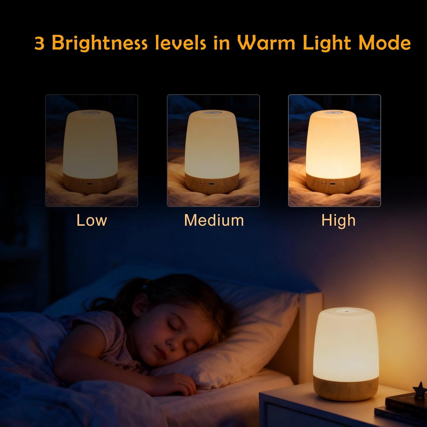 Bedside Baby Night Light, Changing 256 RGB Colors Rechargeable Night Light for Kids, Small Wireless Table&Bedside Lamp, Eye Caring Dimmable LED Touch Lamp for Toddler, Kids, Nursing