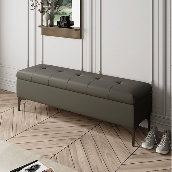 Bedside Bench Entryway Ottoman with Storage Space,Tufted Modern Long Bench for Living Room Bedroom Window Seat, Rectangular Ottoman Chest