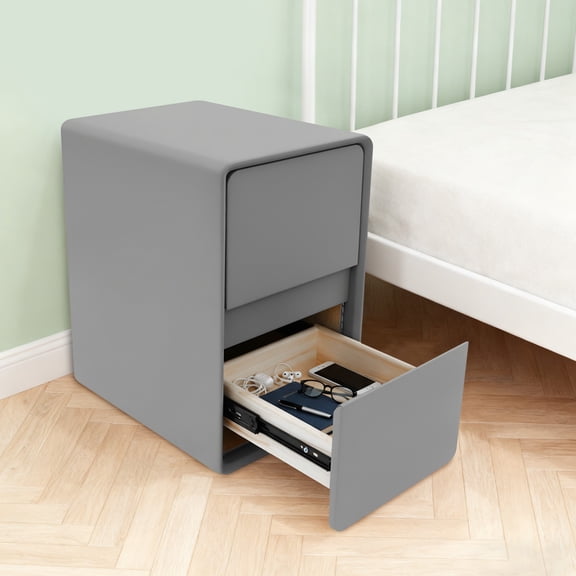 Bedside Cabinet Modern Narrow Nightstand Storage Cupboards Decor with 2 Drawers
