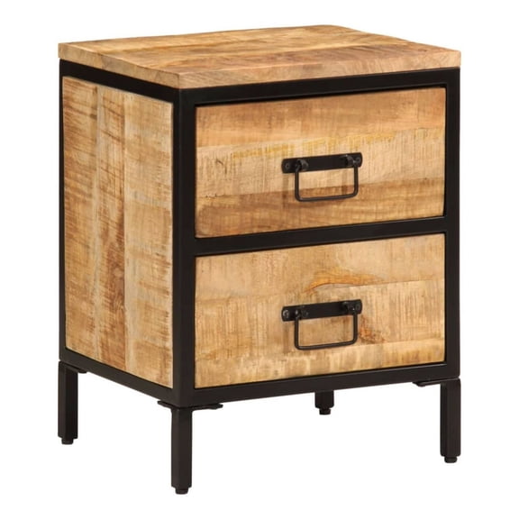 Bedside Cabinet with 2 Drawers, 15.7x13.8x20.9in Solid Wood Nightstand, Bedroom Living Room End Table, Rustic Style Storage Organizer