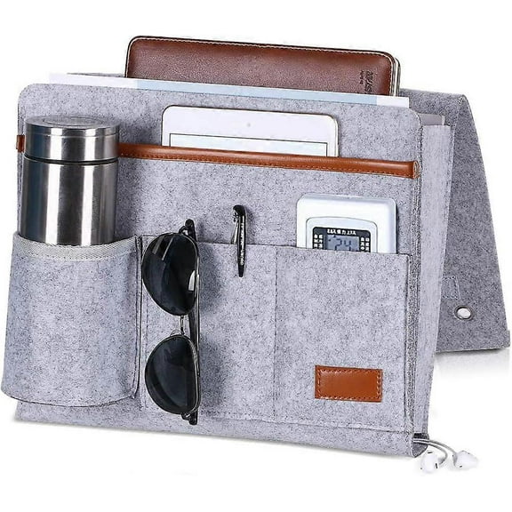 Bedside Caddy 5 Compartments Bedside Storage Organizer Remote Control Tray Phone Glasses Holder For Home Dorm Sofa Office