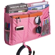 Bedside Caddy Bedside Organizer Hanging Storage Bag for Bunk College Dorm Bed and Hospital Beds with Magazine Water Bottle Phone Holder (Pink)