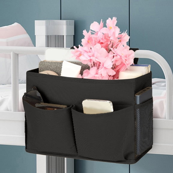 Bedside Caddy Hanging Bed Organizer for Home Storage and Dorm Room Multifunctional Pocket Bag with Pocket Design for Bed Car Seat and Living Spaces, 30 cm×10 cm×20 cm, Black