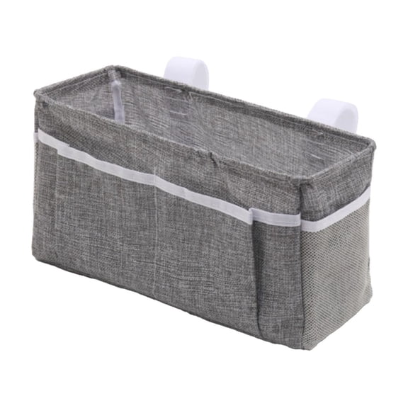 Bedside Caddy Hanging Organizer, 12.2X4.33X6.29inch Multi-Pocket Linen Fabric Bedside Storage Bag, Large Capacity Bed Rail Holder for Phone, Tablet, Books, Remote, Perfect for Bed, Couch