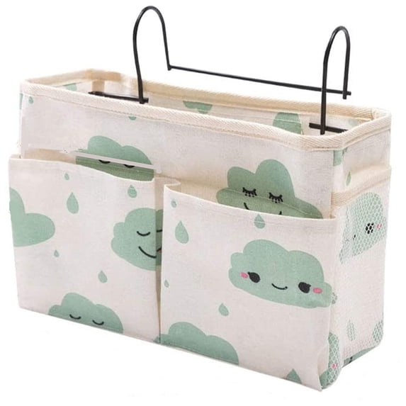 Bedside Caddy Hanging Storage Bag with Wire Frame Bed Organizer for Bunk Bed Dorm Room Essentials Pocket for Books Magazines Tablets Phones and Headphones