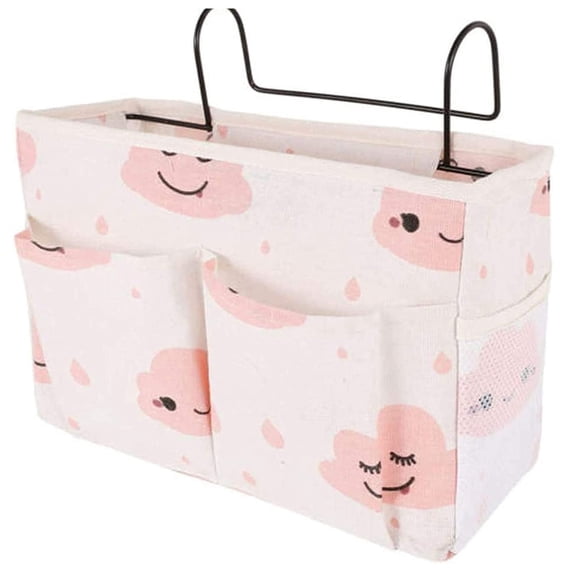 Bedside Caddy Hanging Storage Bag with Wire Frame Bed Organizer for Bunk Bed Dorm Room Essentials Pocket for Books Magazines Tablets Phones and Headphones