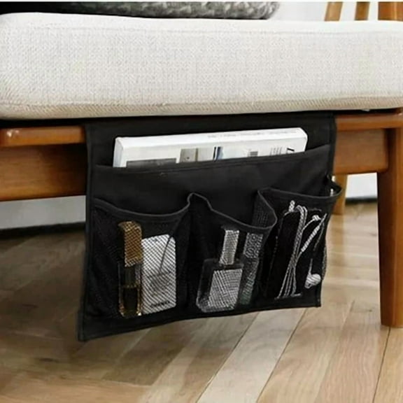 Bedside Caddy Organizer 4 Pocket Storage Remote Control Hanging Holder Bed Black