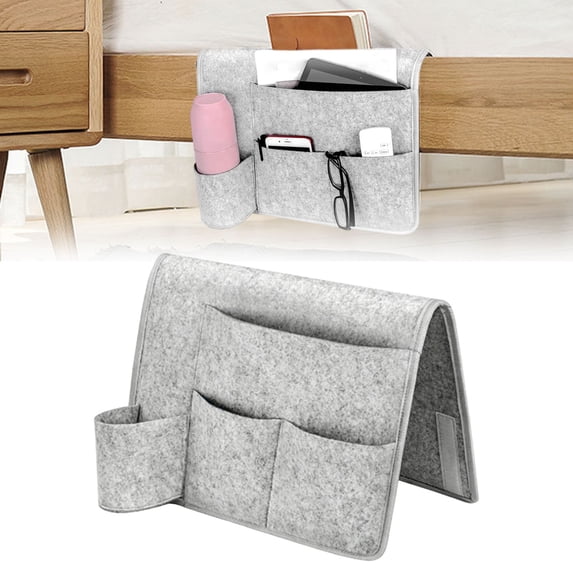Bedside Caddy Organizer with Cup Holder, Felt Hanging Storage Bag for College Dorm Rooms, Bedside Storage Organizer for Bunk Bed Accessories, Bedside Storage Bag for Rooms 1Pcs
