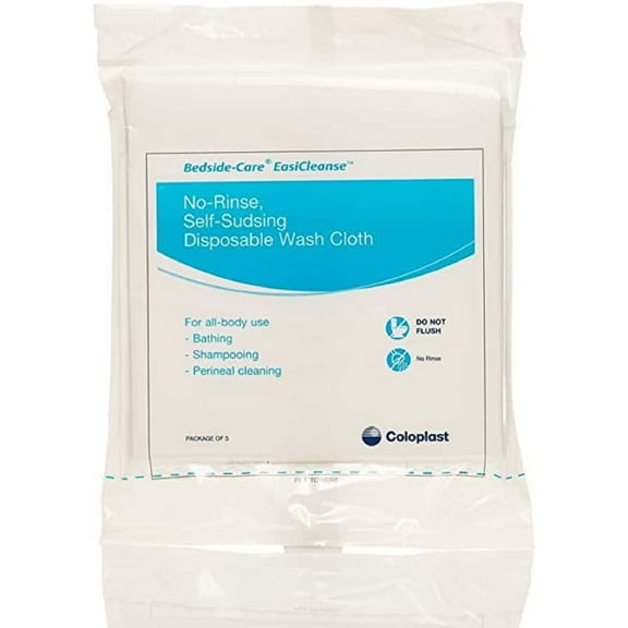 Bedside-Care Bath Wipes, No-Rinse, Disposable Wash Cloth, 5 Count