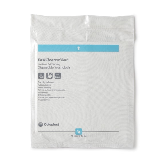 Bedside-Care EasiCleanse Wash Cloths, Polyurethane Foam, Sodium Cocoyl Isethionate/Panthenol, pH Balanced, Unscented, Alcohol-free, 5 Count