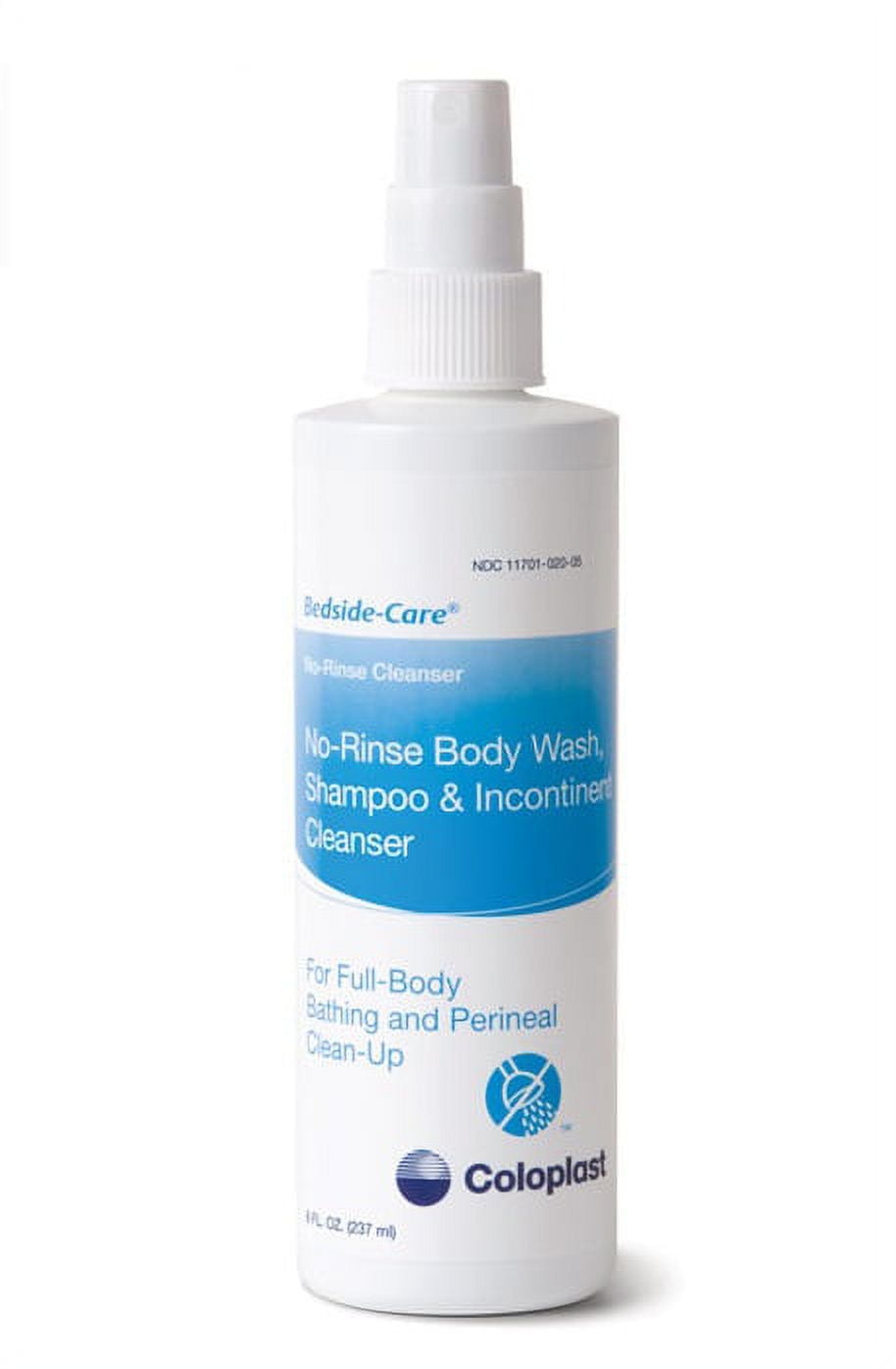 Bedside-Care Rinse-Free Shampoo and Body Wash 8 oz. Pump Bottle, Unscented, 61762 - Case of 12
